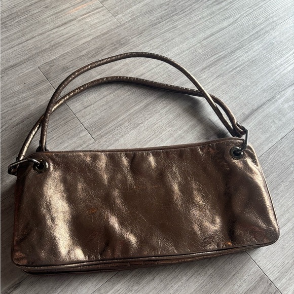 Plinio Visona Metallic Gold Shoulder Bag - Picture 2 of 6